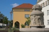 Das Wahrzeichen der Gartenstadt - der Jugendstilbrunnen auf dem ehemaligen Marktplatz. Er stand bis in die 1930er Jahre auf dem Getreidemarkt.